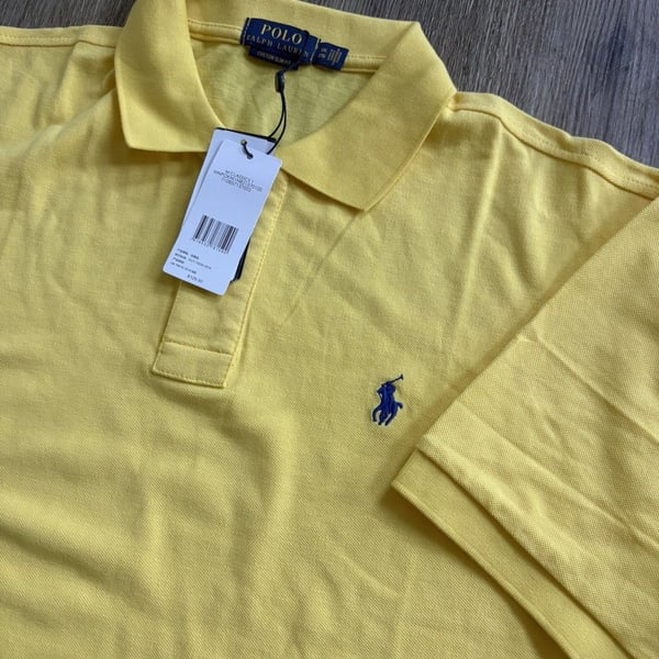 NWT POLO RALPH LAUREN SHIRT YELLOW GOLD MESH PIQUE NAVY PONY MEN’S SIZE XXL
