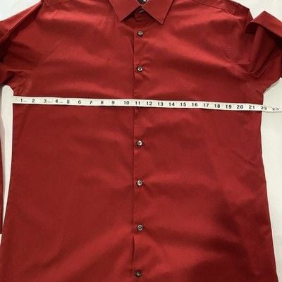 JF J. Ferrar Men’s Red Slim Long Sleeve Shirt L 16-161/2 32-33 4