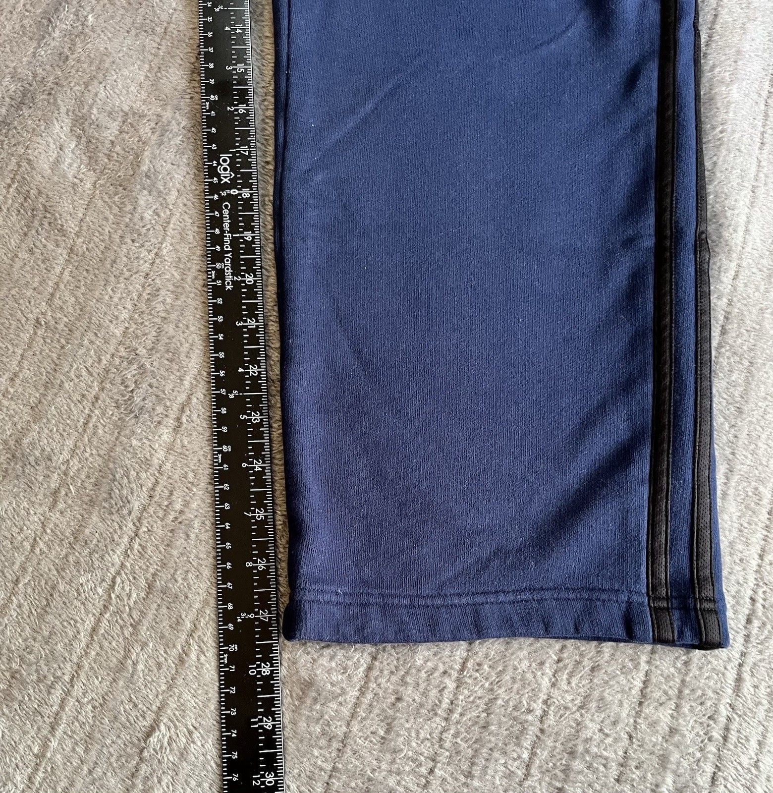 Adidas Adults Small Blue/Black Sweatpants Joggers Fleece 3-Stripe 12