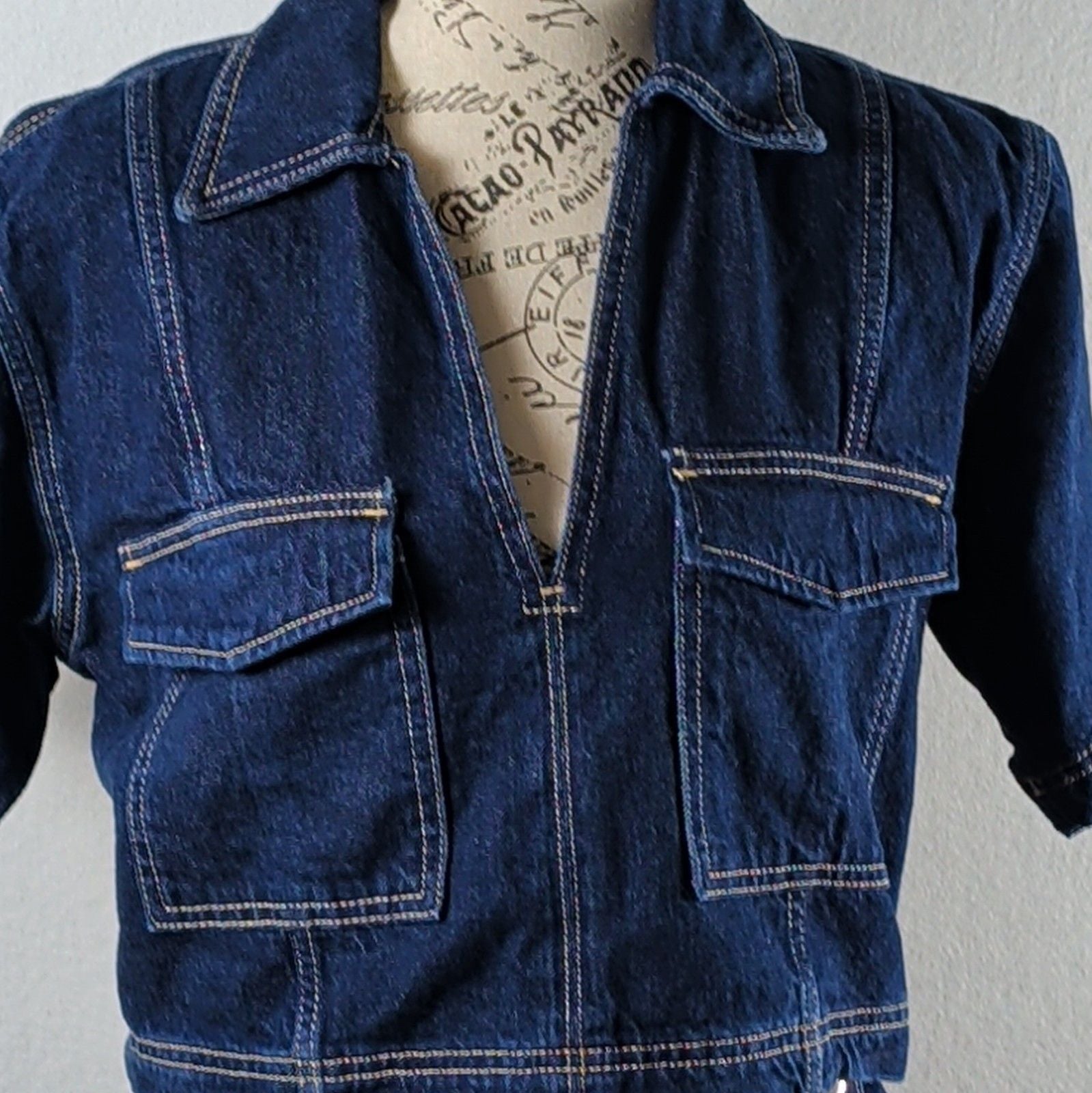 Zara Denim Two Piece Set Crop Shirt Small Wrap Skort Medium Z1975 Co Ord Blue 3