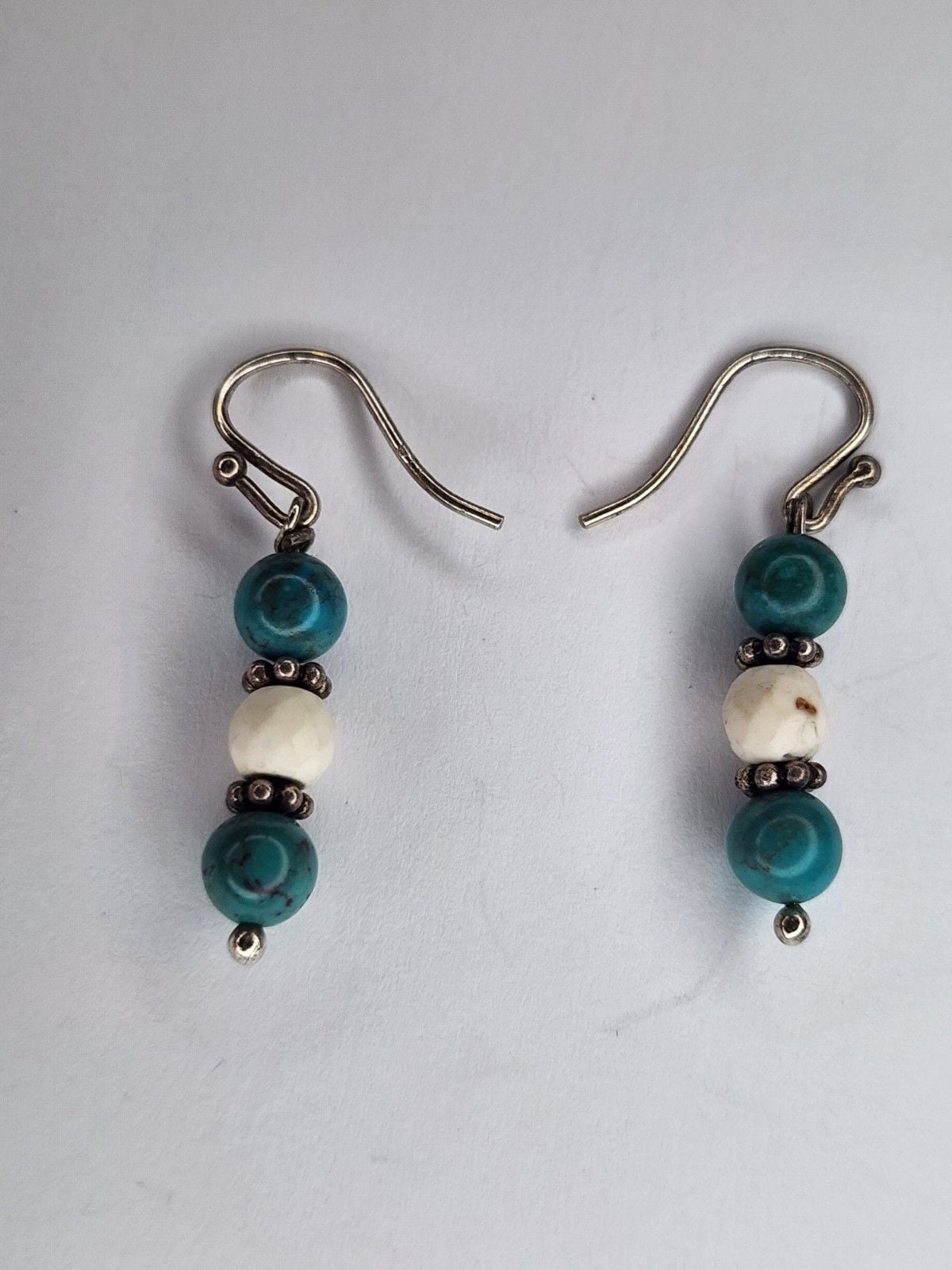 Sterling Silver Buffalo Turquoise , Turquoise Dangle Drop Earrings 2