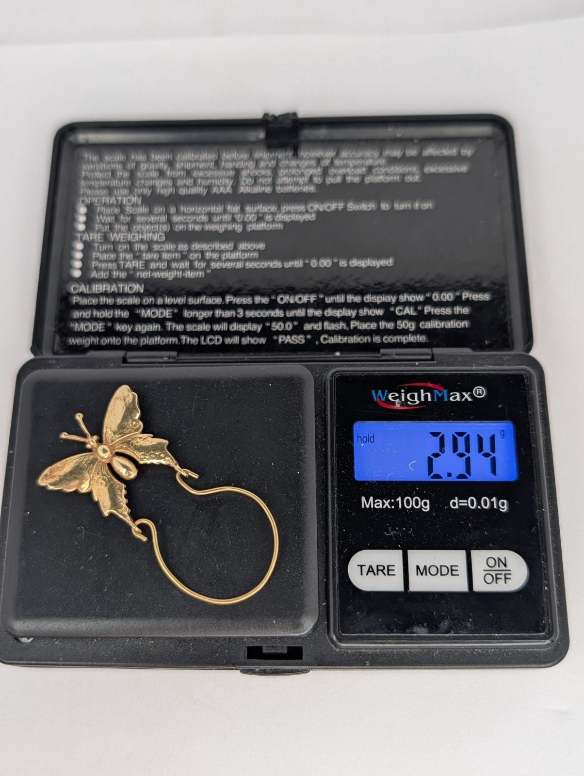 14k Yellow Gold Butterfly Charm Holder Pendant 6