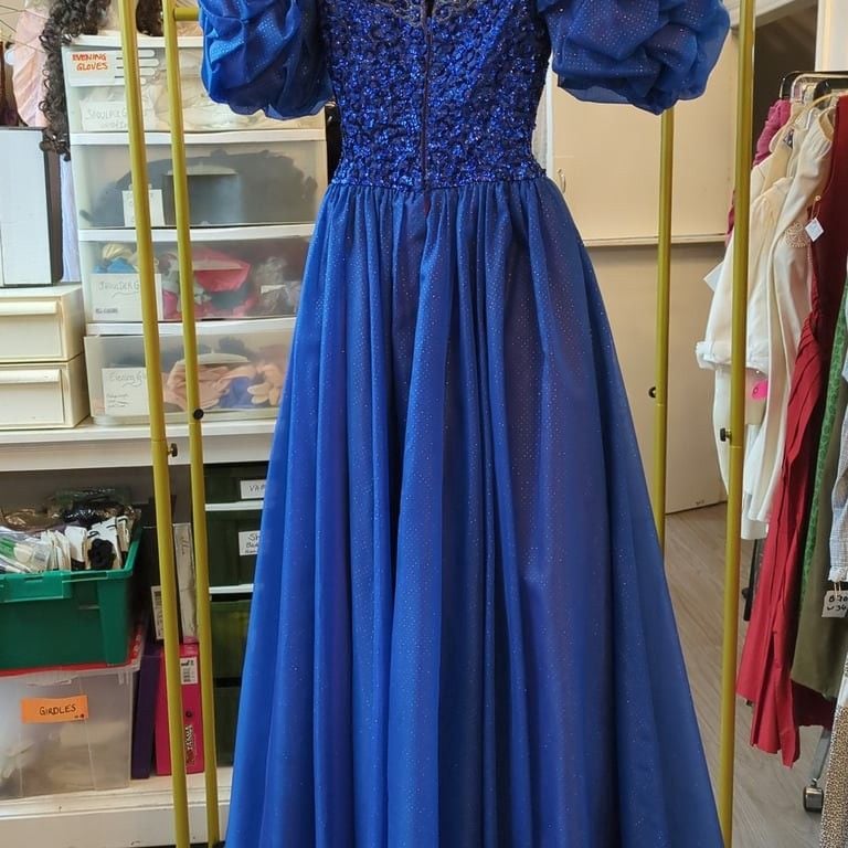 Mike Benet Blue Ball Gown with Puff Sleeves Size 6 OBO 2
