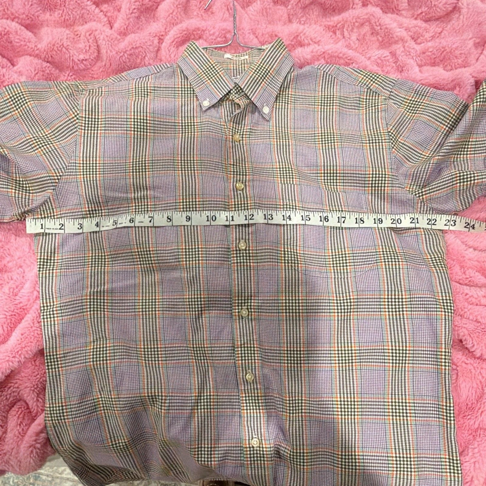 Peter Millar Men's Medium Button Down Shirt Plaid Long Sleeve Purple Brown 4