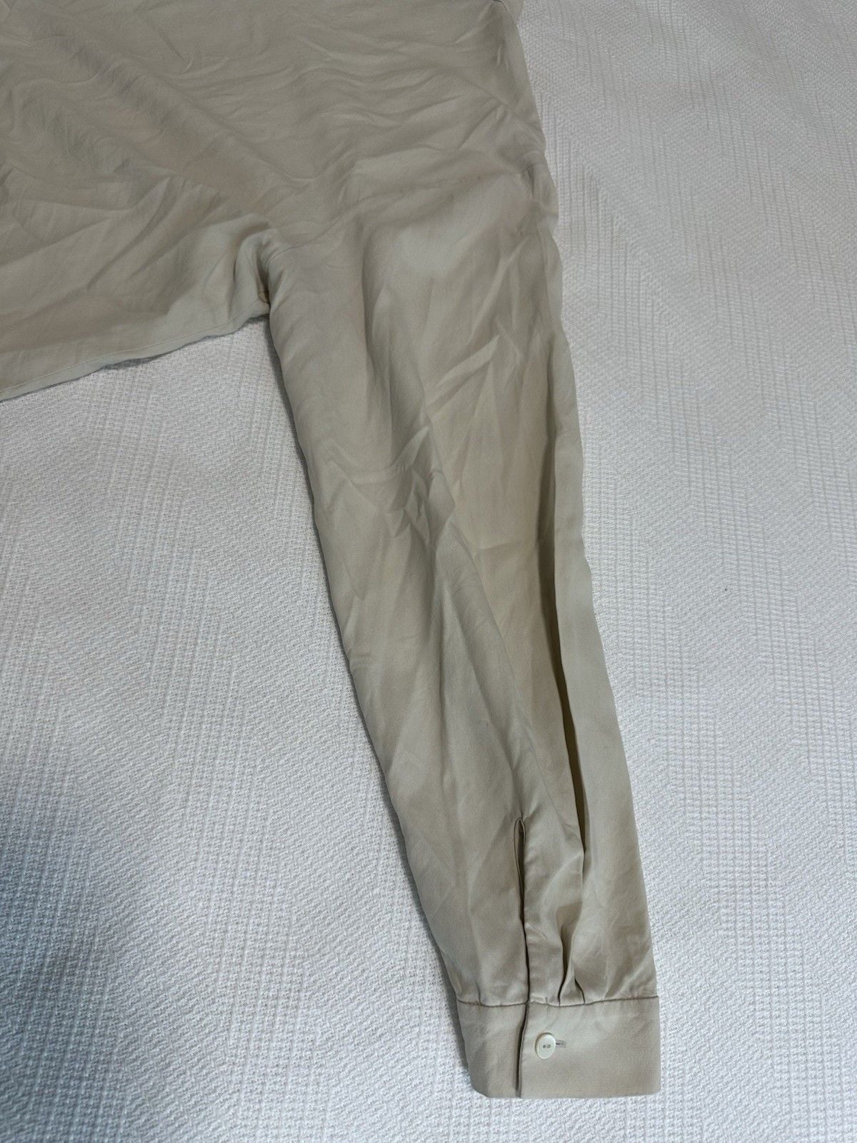 EILEEN FISHER Beige cream Mandarin Collar Button Front silk tunic Blouse - XL 13
