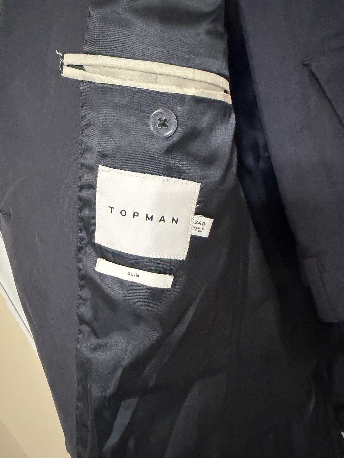 Topman Men's Double Breasted Navy Suit Slim Size 34R 30/30 3