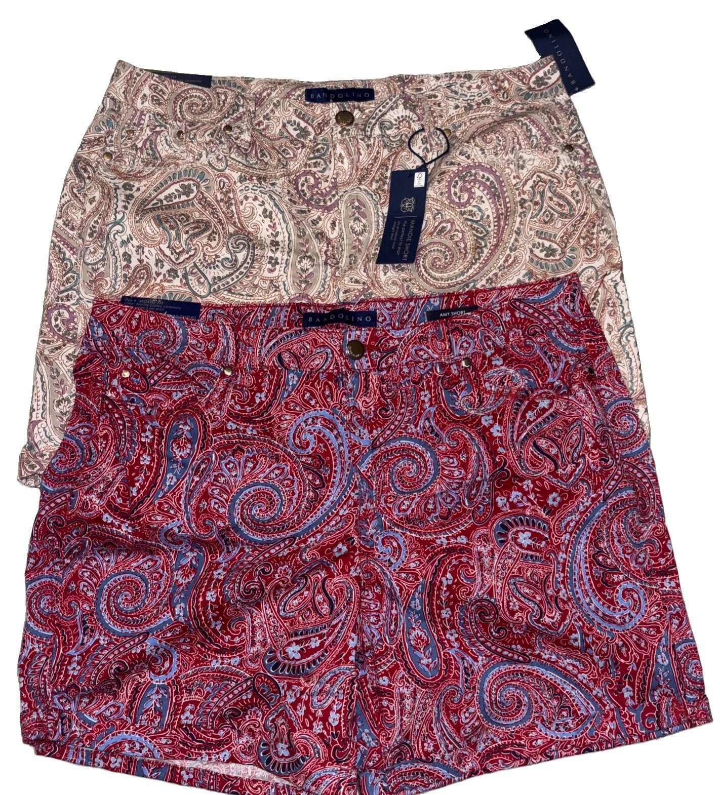 Bandolino Paisley Shorts Sz 14 Lot of 2 1