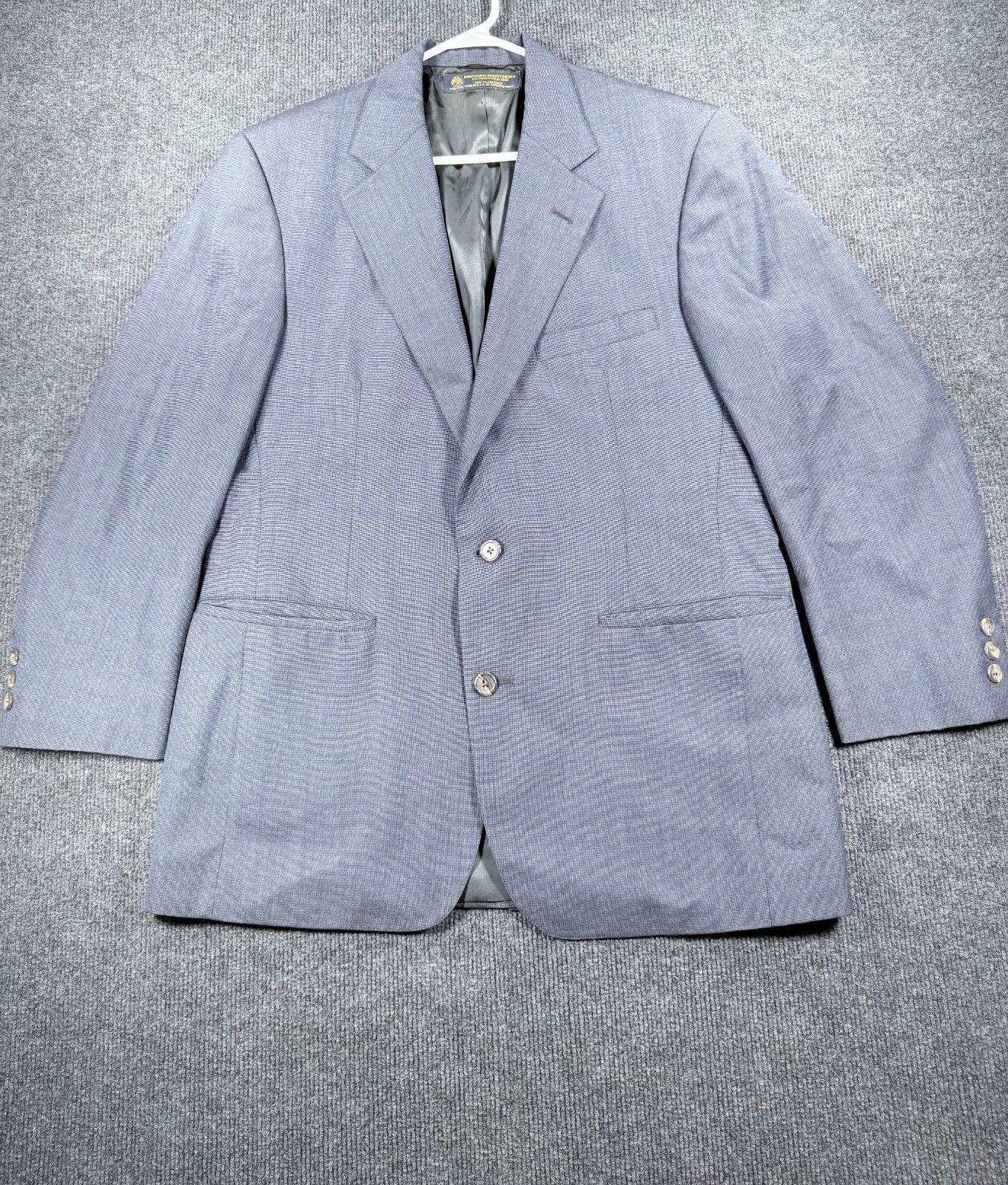 Vintage Brooks Brothers Pure Wool Suit 2 Pc Gray Blue Check Plaid 43R W38 L29.5 2