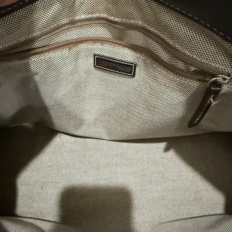 Authentic Dooney & Bourke Signature Handbag with Leather Trim Double Pocket Satchel 8