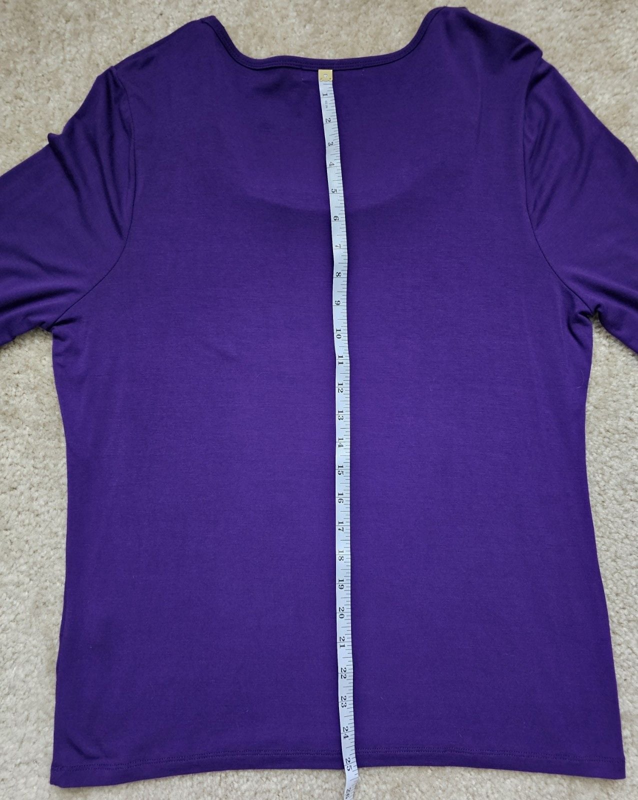 August Silk Women's XL Purple 3/4 Sleeve Top Satin Ruffle Rosette Trim Scoop Nec 11