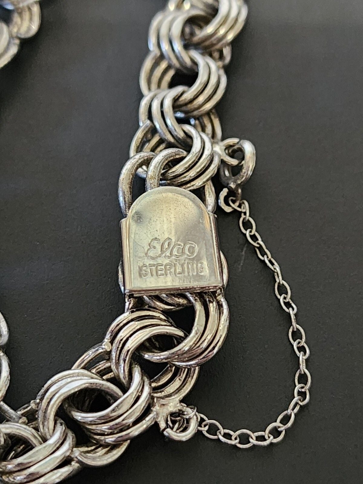 elco sterling silver bracelet With Safety Chain 8" 4