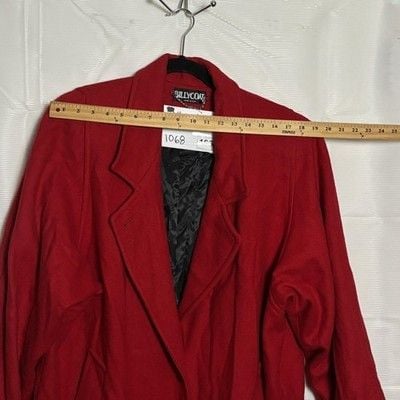 Vintage Billycoat Wool Coat Womens 1X Red Long Overcoat Button Front USA 15