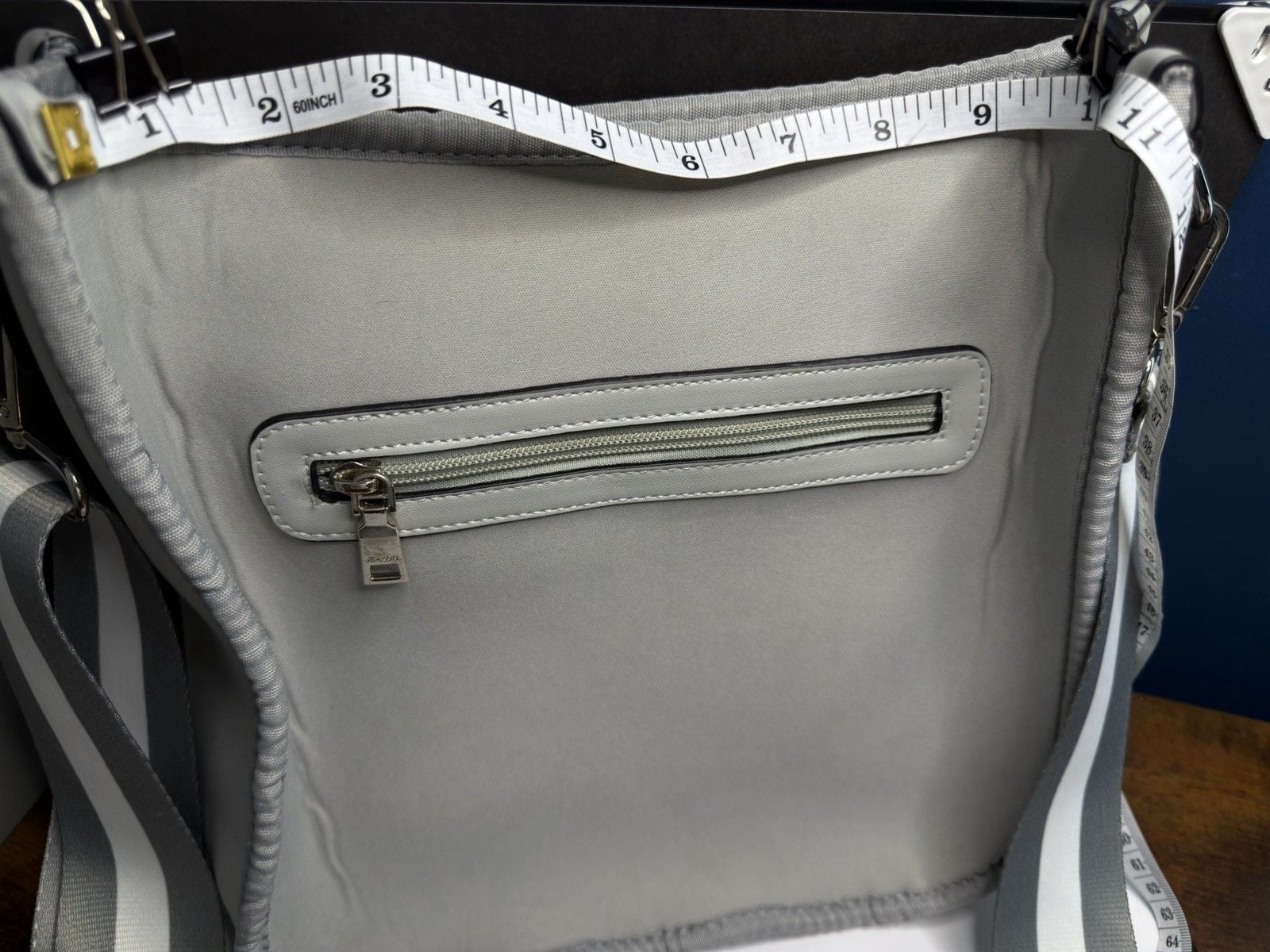 Gray & White Satchel Side Bag with Adjustable Strap 6
