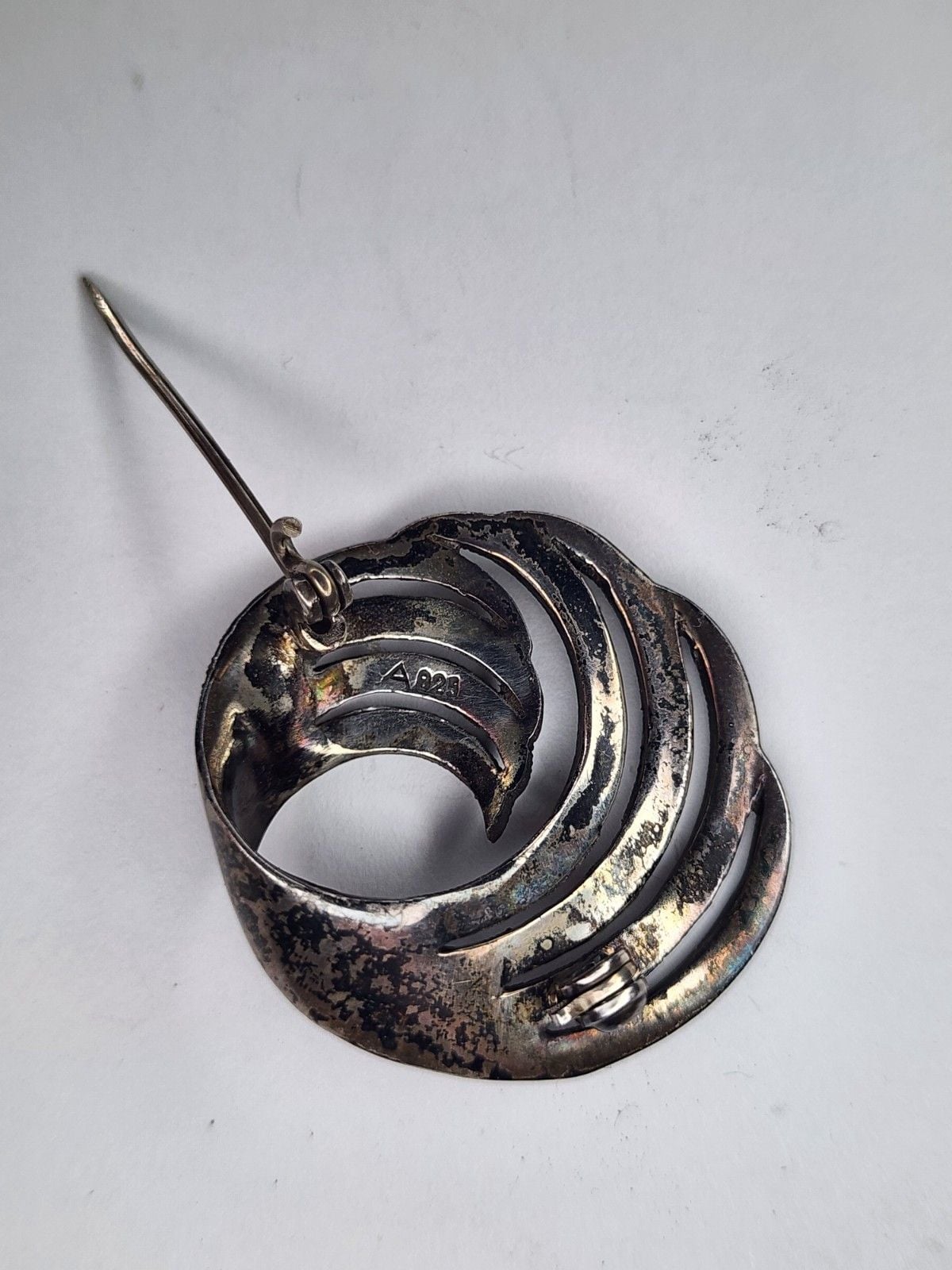 vintage sterling silver marcasite brooch pin 3