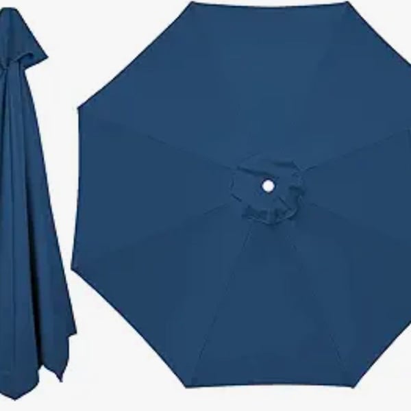 Jorohiker 9FT Patio Umbrella Replacement Canopy Blue 8 Ribs Outdoor