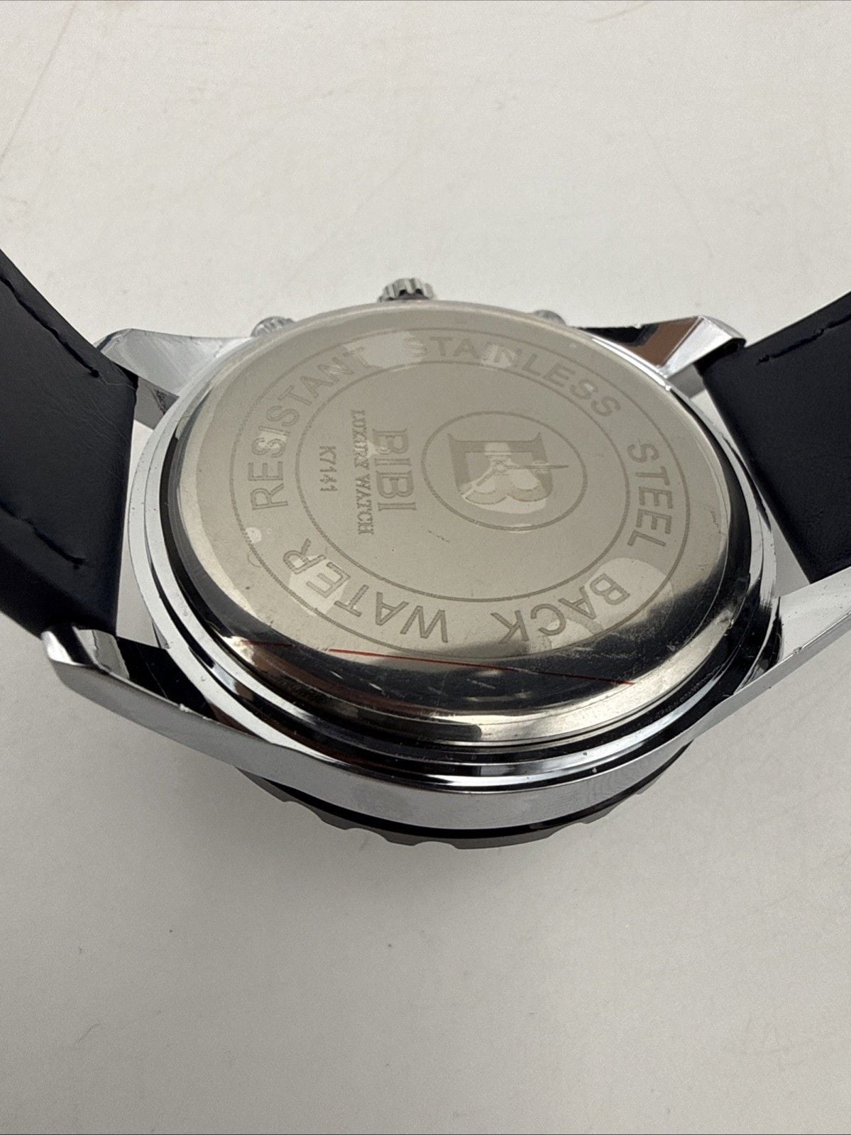🔥 BIBI Men’s Watch B0184 Blue Strap Silver Case Black Bezel Date 40 mm NIB 🔥 5