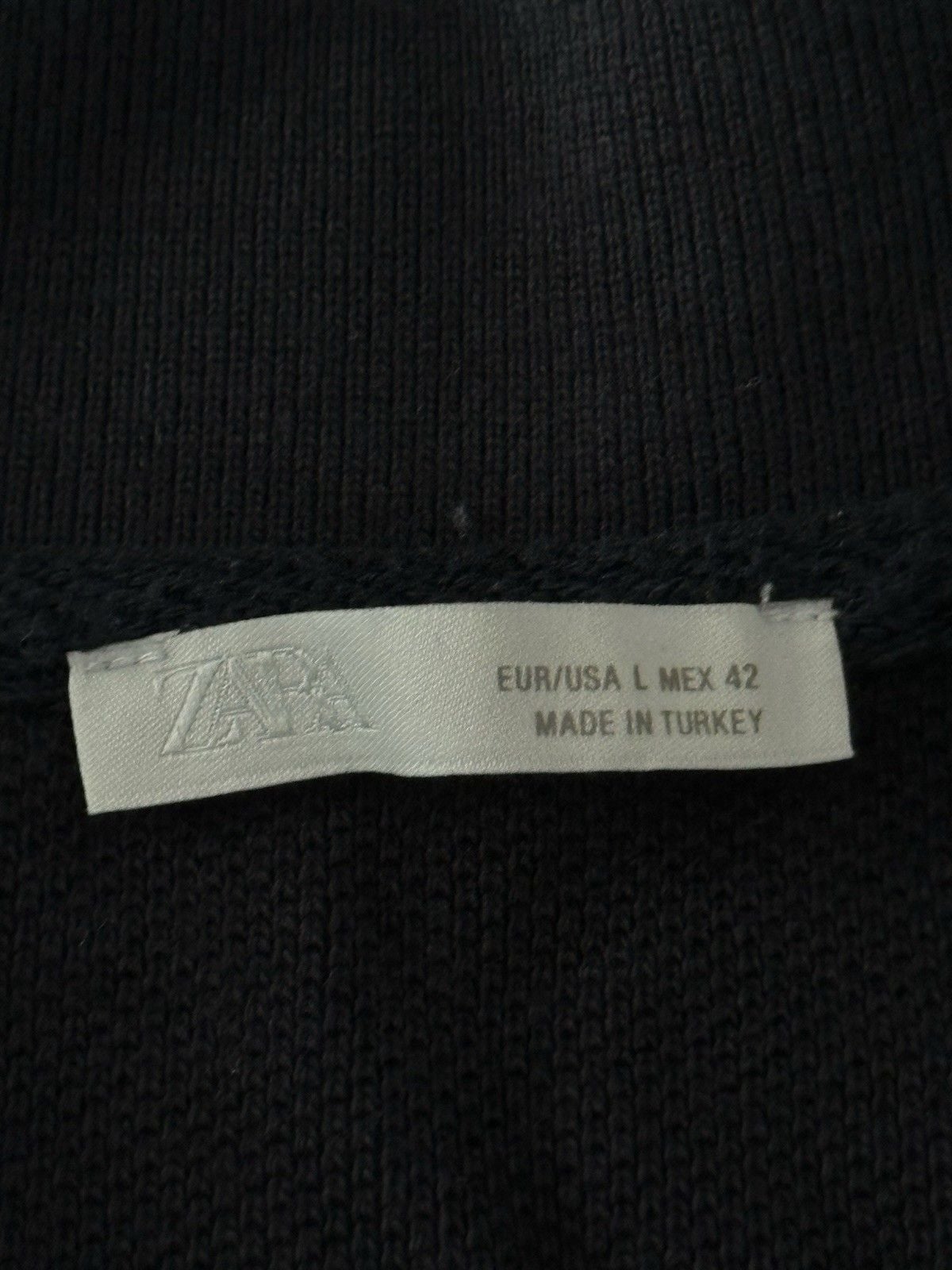 Zara Men Textured Short Sleeve Zip Polo Shirt Black Size M/L 4