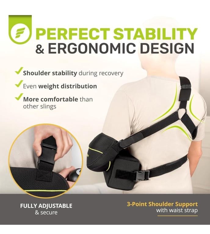 ErgoFoam Shoulder Sling with Abduction Pillow - Premium Abduction Sling Designed for Athletes - Arm Sling Shoulder Immobilizer With Pillow (Left) : Amazon.sg: Health, Household and Personal Care 4