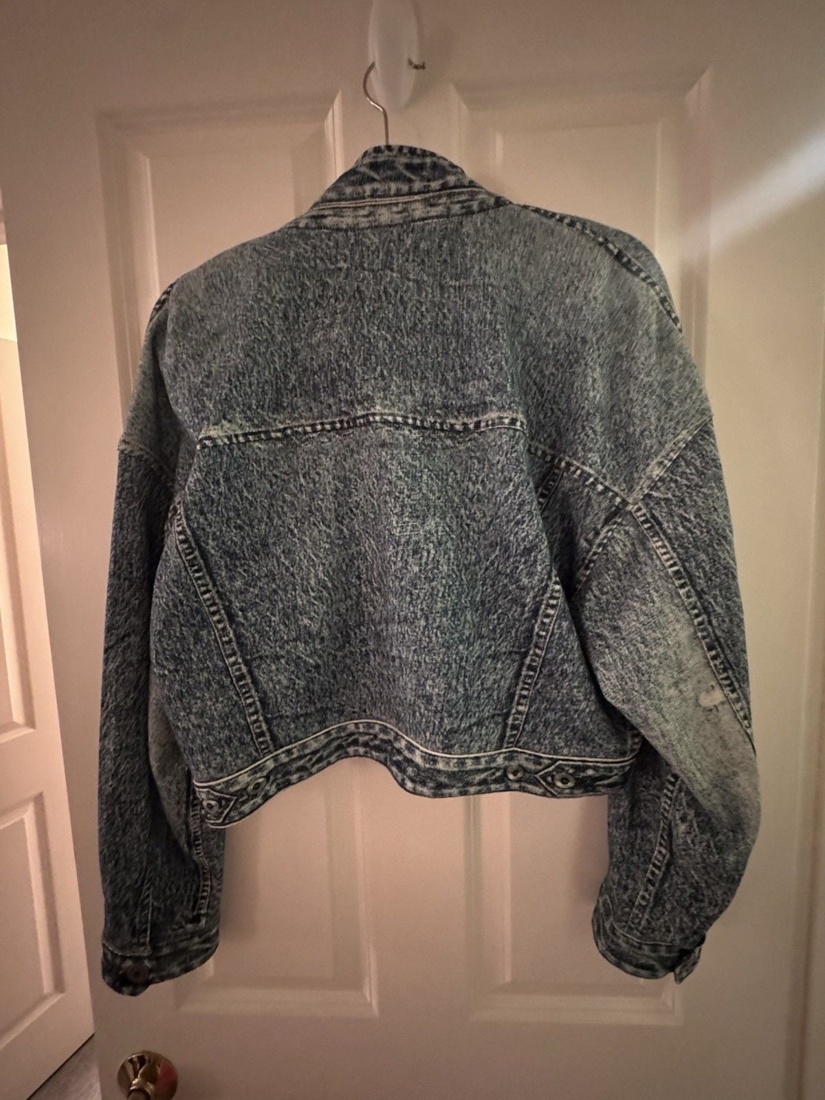 Elan Acid Wash Denim Look Sweatshirt Jacket M Boxy Oversized Y2K 90s Jean 3