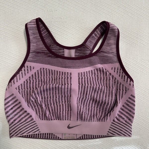 Nike Sports Bra Pink Purple Seamless Medium Support Size XL