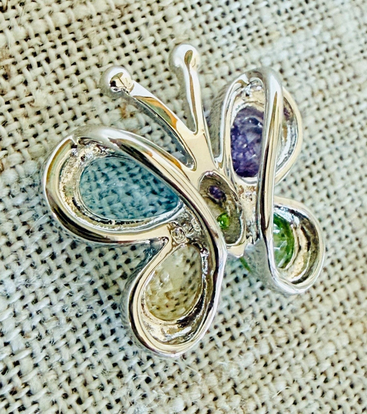 Vintage Sterling Silver Butterfly Pendant Amethyst Topaz Peridot Citrine 10