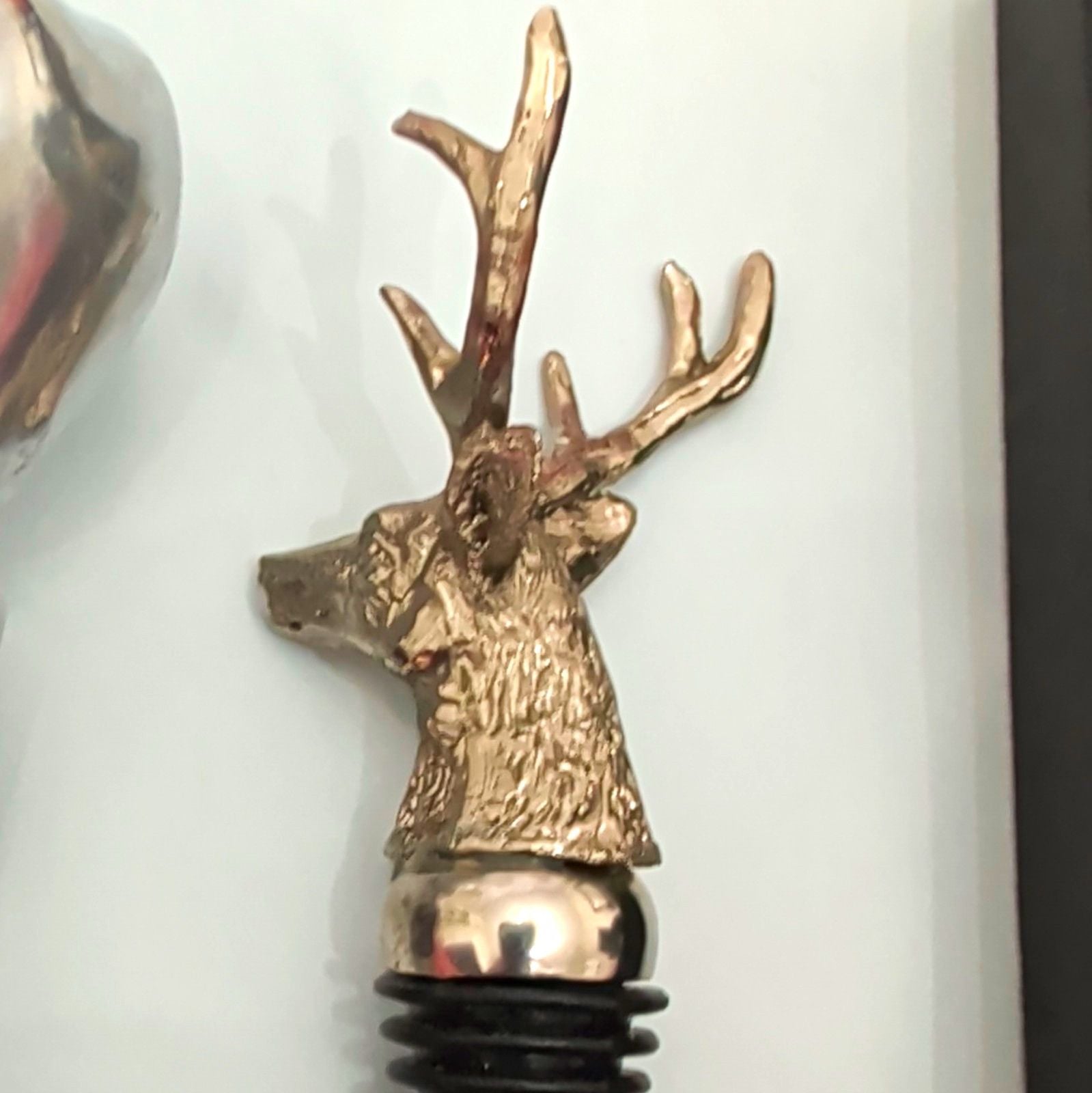 4pcDecorative Beverage Bottle Stopper Set Equestrian Stag Metal Wood Gift 6