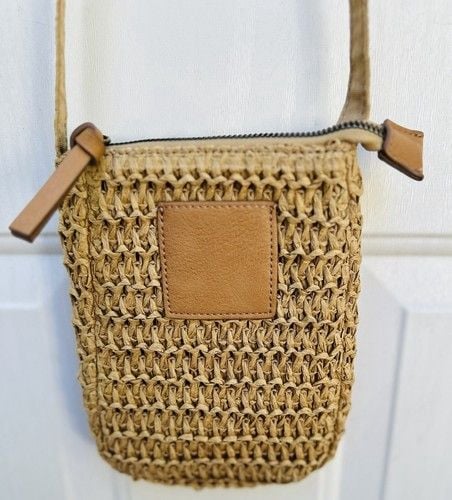 NWOT Sonoma Goods For Life Rectangular Straw Crossbody Boho Minimalist Resort 8