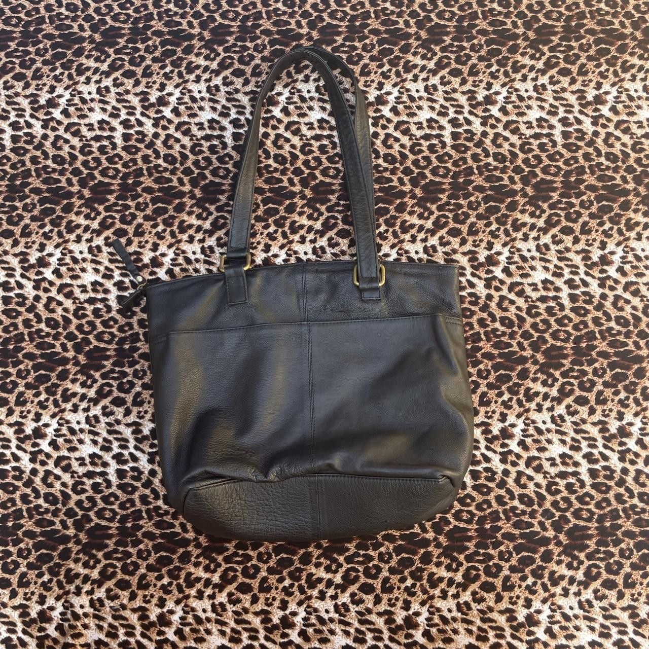 90s black leather tote bag 4