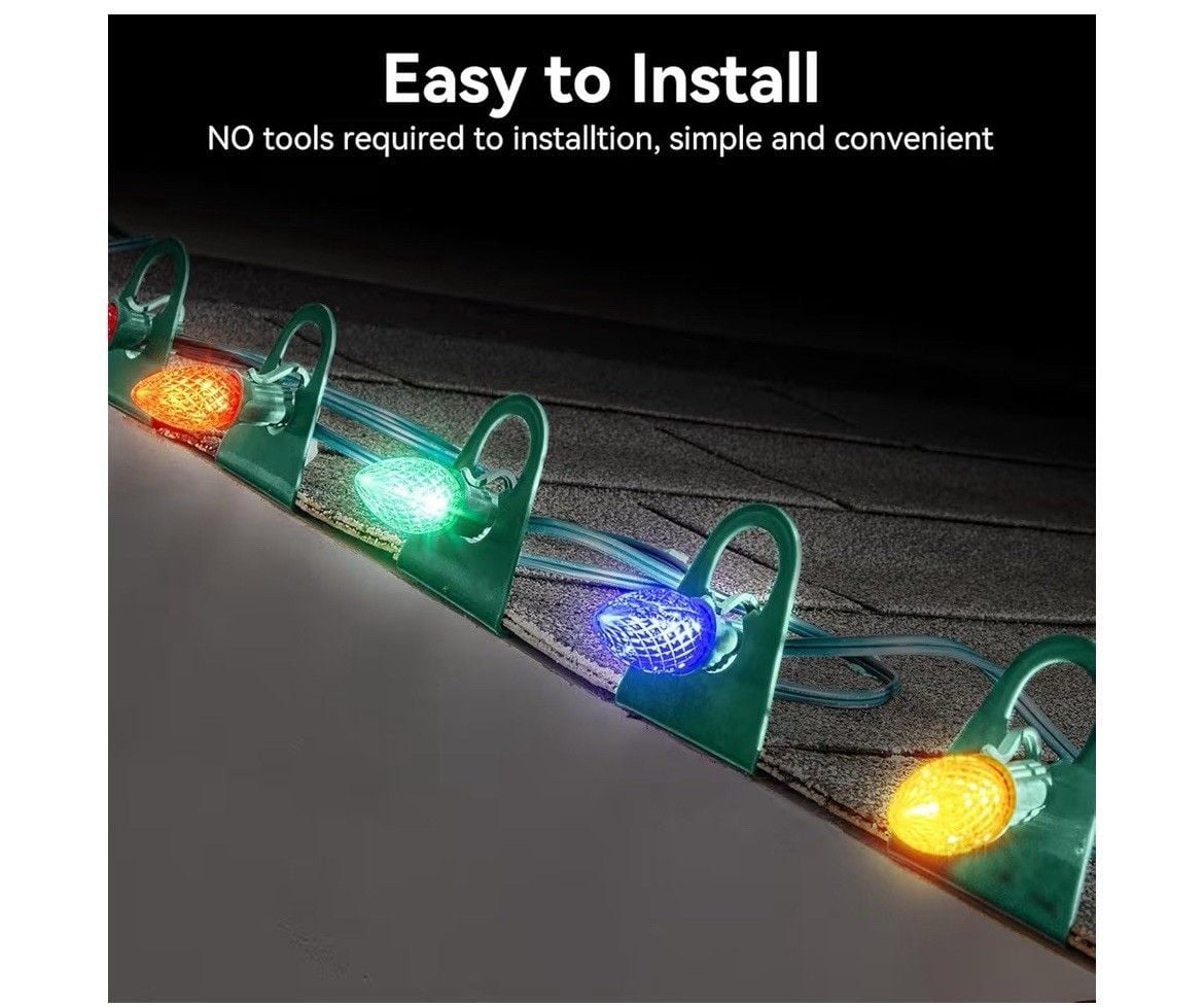 Pack of 100 Original Shingle Tab for C7/E12 C9/E17 Lights, Green, Christmas Ligh 4