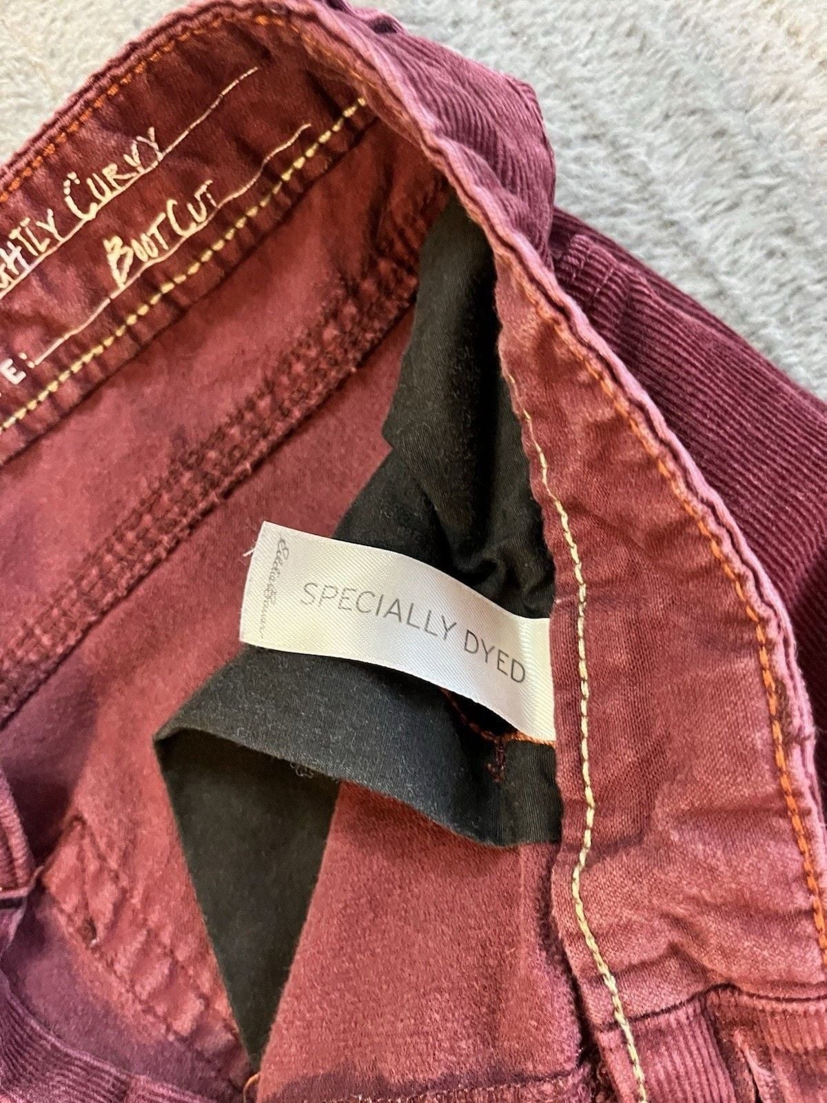 Women’s Eddie Bauer Corduroy Flare Pants Burgundy Size 8 Curvy Bootcut Fall 4