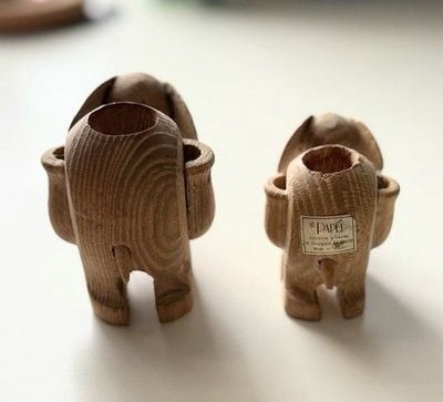 Vintage Hand Carved Wooden Toothpick Holders Mid Century Modern MCM 4