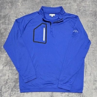 PETER MILLAR Men's Sz Lg Forge Performance Quarter-Zip Pullover Sapphire Blue 2
