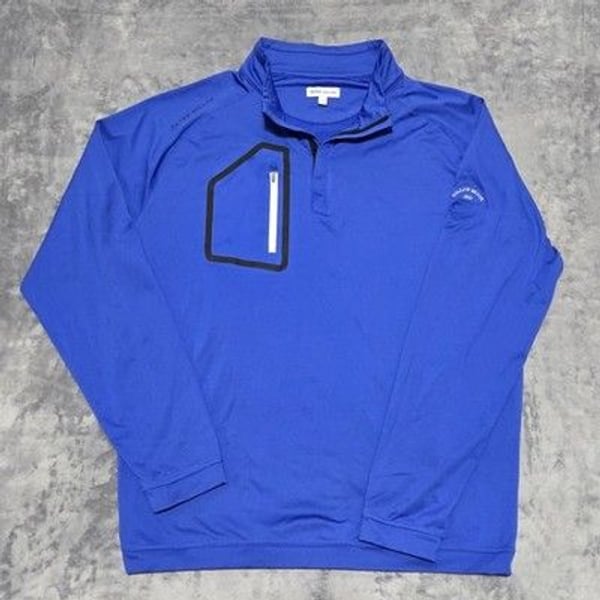 PETER MILLAR Men's Sz Lg Forge Performance Quarter-Zip Pullover Sapphire Blue