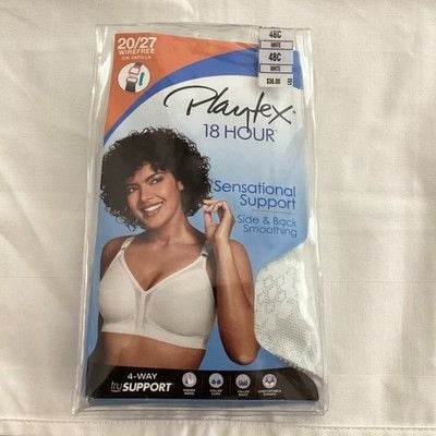 Playtex 18 Hour Sensational Support Wire-Free Bra Women’s 48C White NEW 1
