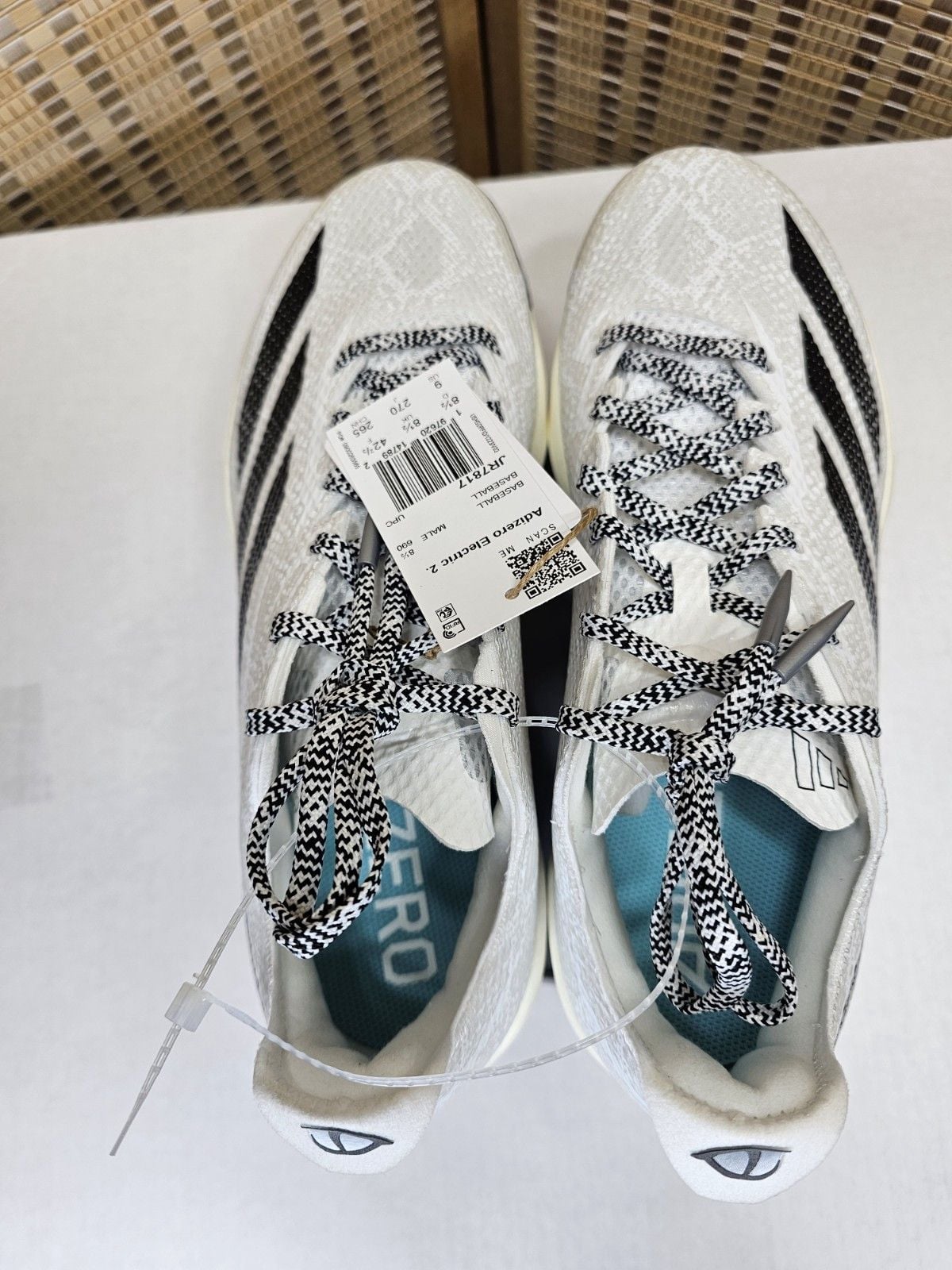 adidas Adizero Electric 2.0 Baseball Cleats Men’s 9 White Snakeskin JR7817 12