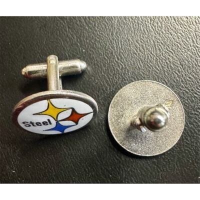 Vintage Pittsburgh Steelers Steelmark Logo Cufflinks Men's Wedding 3