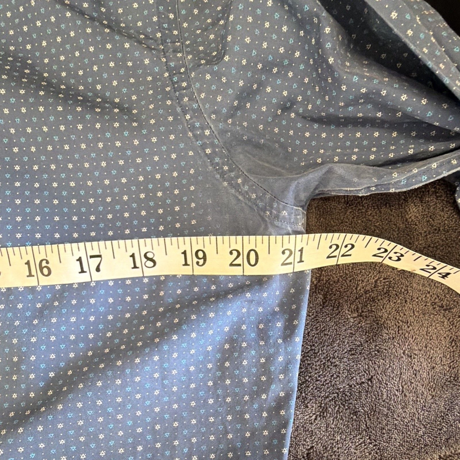 Banana Republic Men's M Camden Fit Blue Geometric Non-Iron Cotton Dress Shirt 6