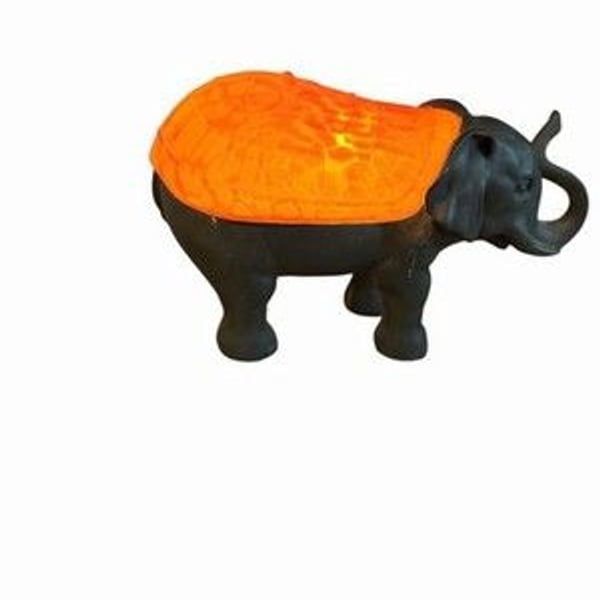 Vintage Cheyenne Cast Metal Elephant Desk Lamp with Amber Glass