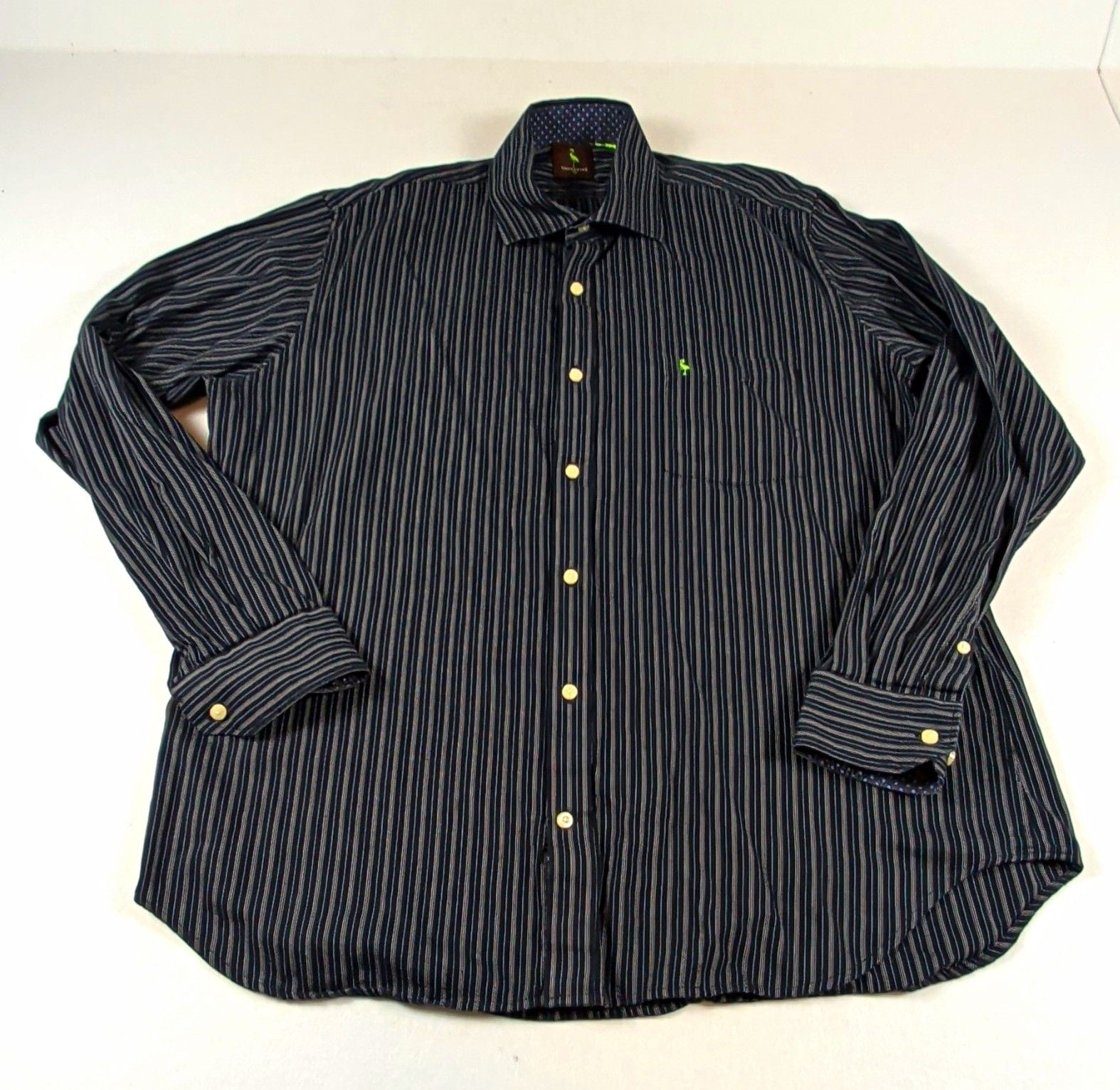 TAILORBYRD Men's Striped 100% Cotton Button-Front Dress Shirt XL 34/35 2
