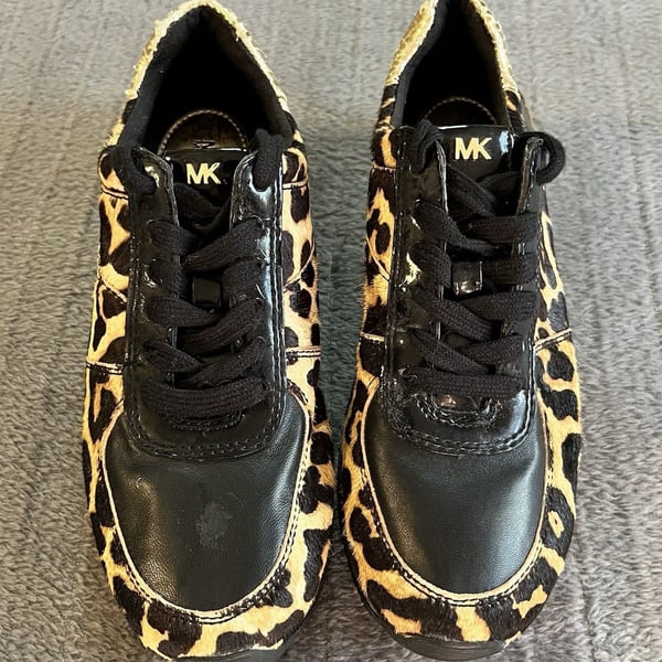 Women’s Michael Kors Trainer Sneakers Leopard Print Calf Hair Size 5.5