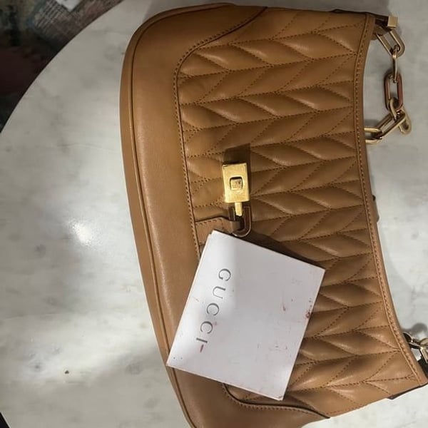 Gucci Quilted Leather Shoulder Bag with Gold Chain