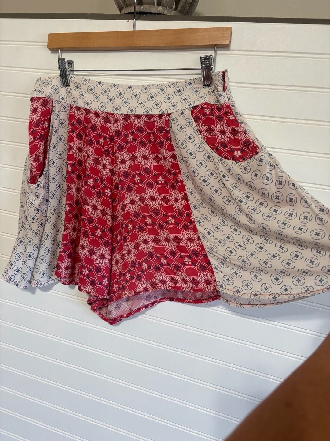 Free People Boho Mixed Print Patchwork Shorts with Pockets size 12 4