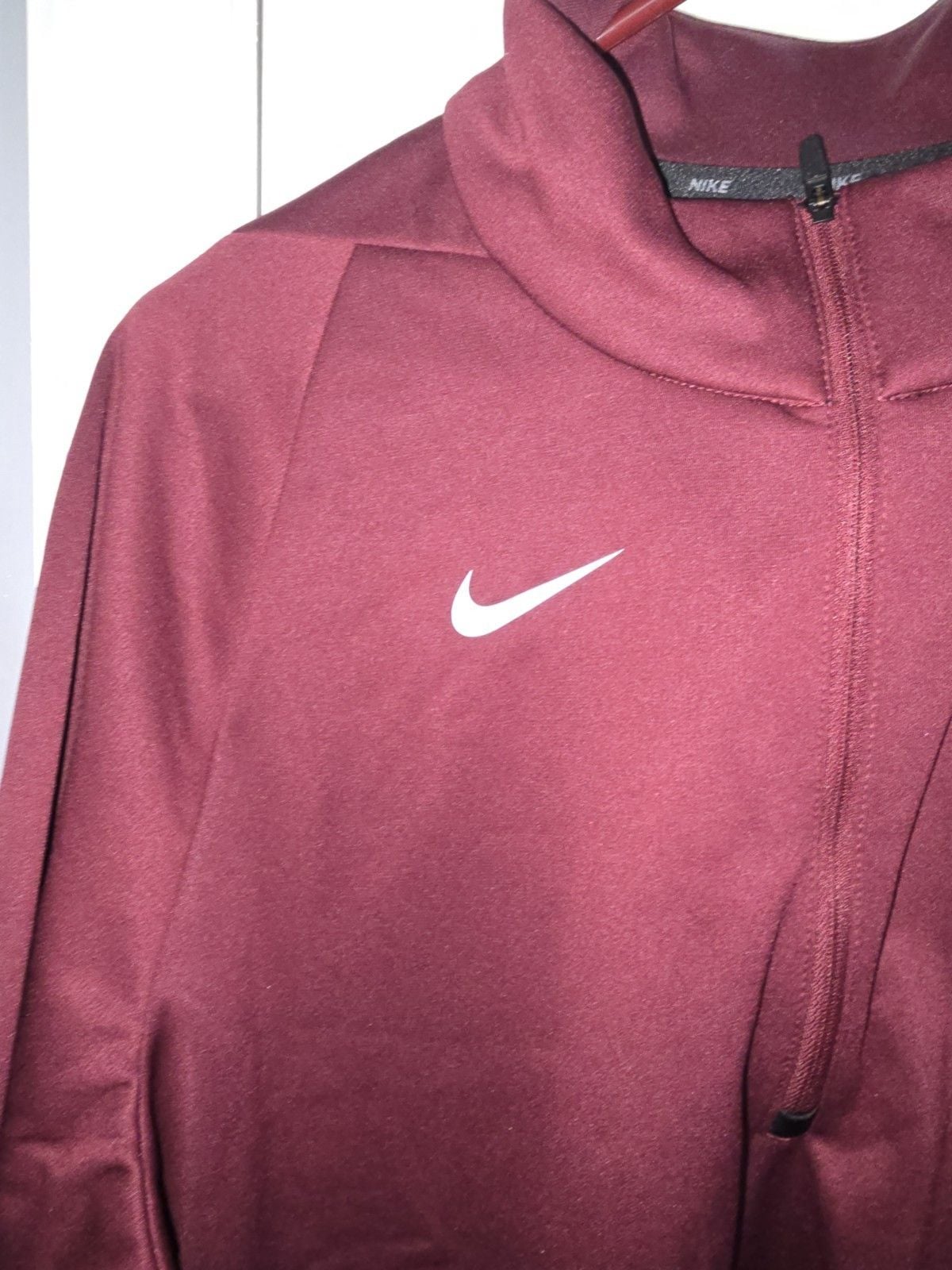 Nike Dri-Fit Sweatshirt Mens L Burgundy Quarter Zip Pullover Jefferson Cup Logo 5