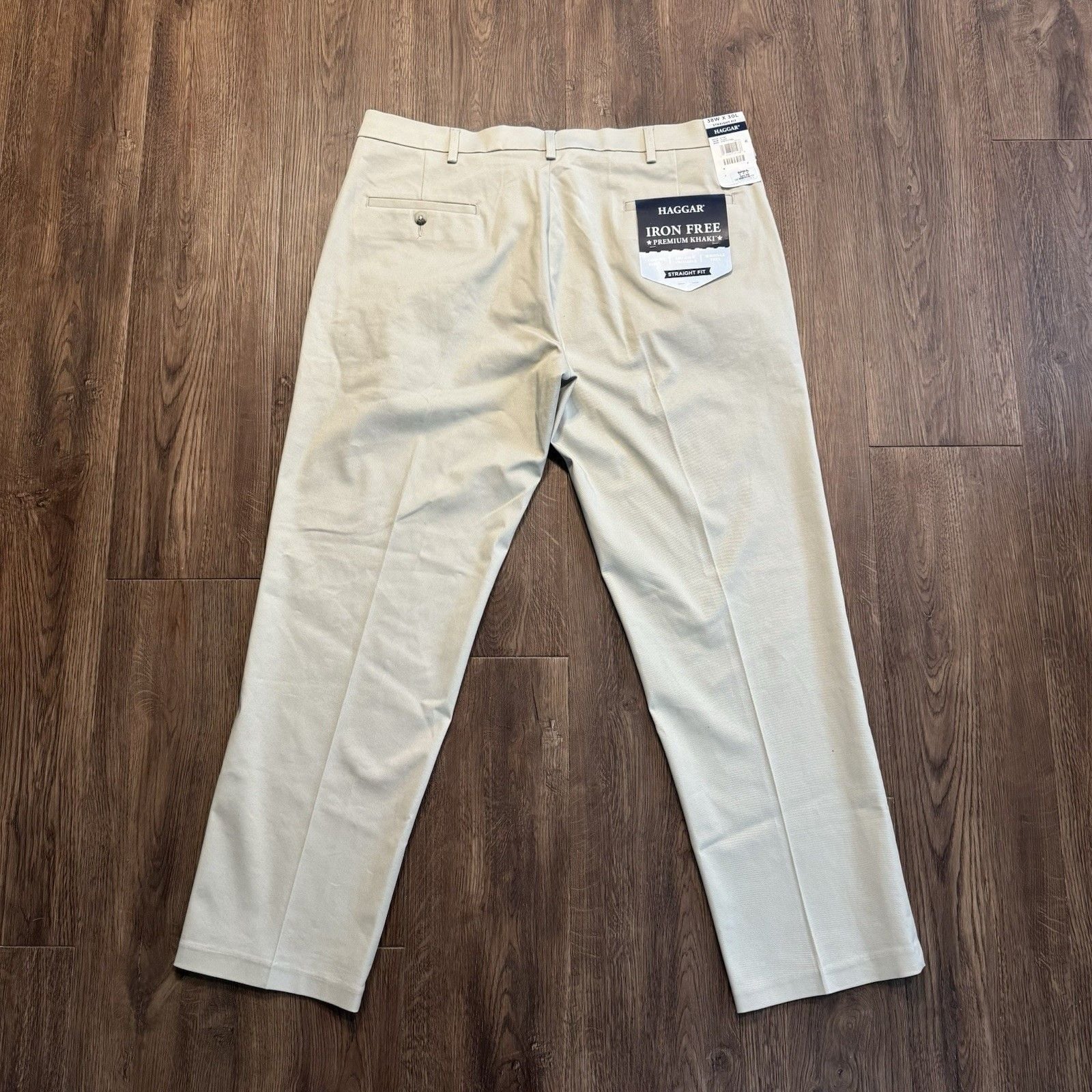 NWT Haggar Mens Iron Free Premium Khakis 38x30 Shirt Grip Straight Fit Casual 2