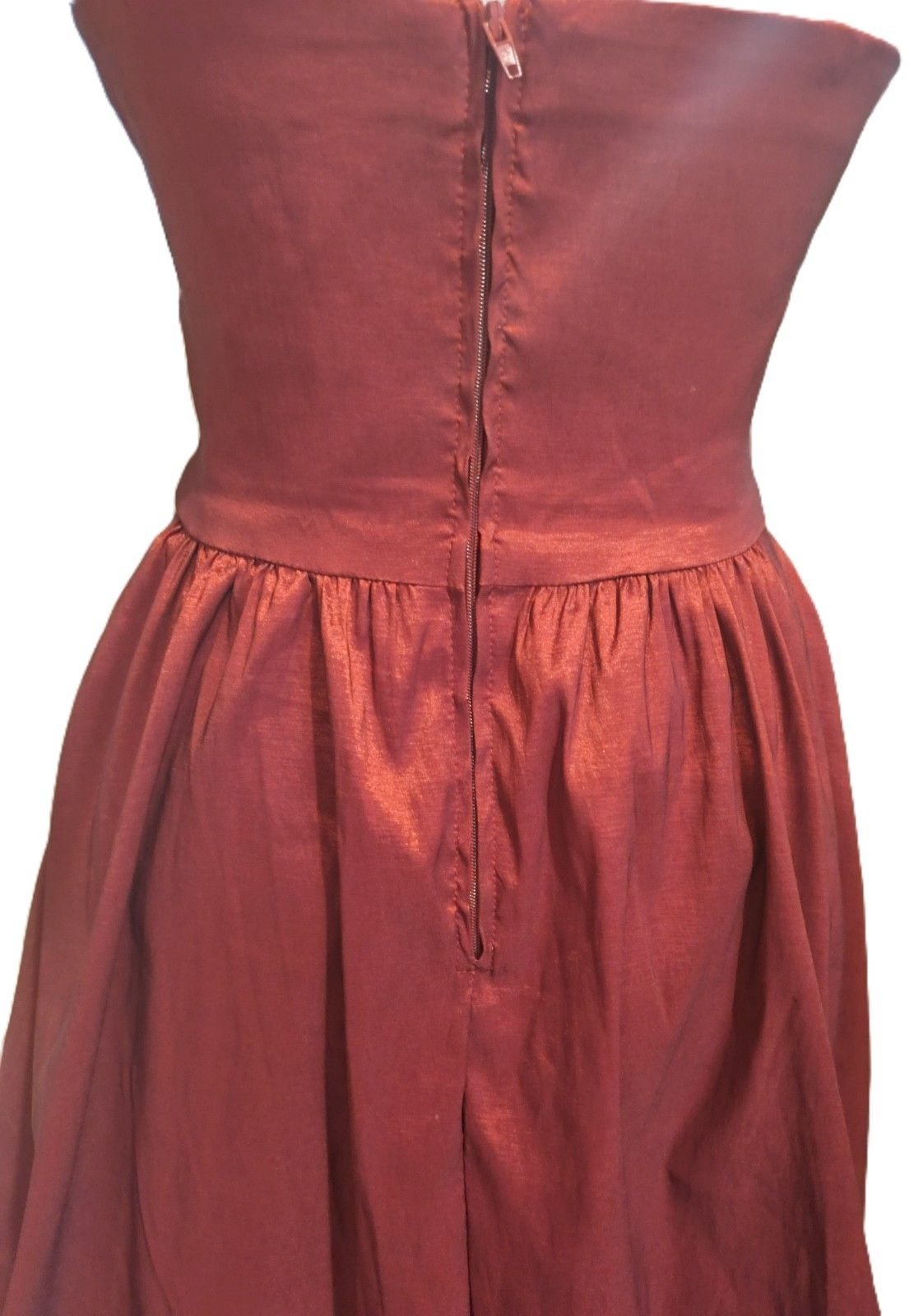 Beautiful B Smart Formal Shiny Red Gown w Waterfall Hem High Low Train SZ 7 7