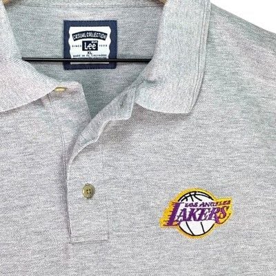 VTG Lee Casual Collection LA Lakers Basketball Polo Shirt Gray Mens XL Athletic 5