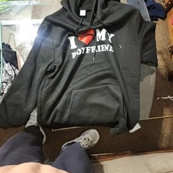 I Love My Boyfriend Black Pullover Hoodie