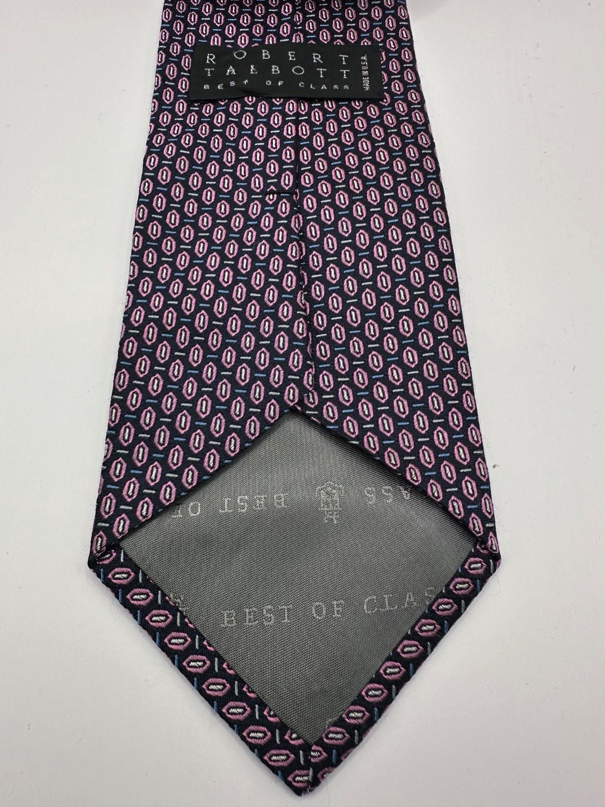 Robert Talbott “Best of Class” Navy & Pink Geometric Silk Tie – Handsewn – USA 5