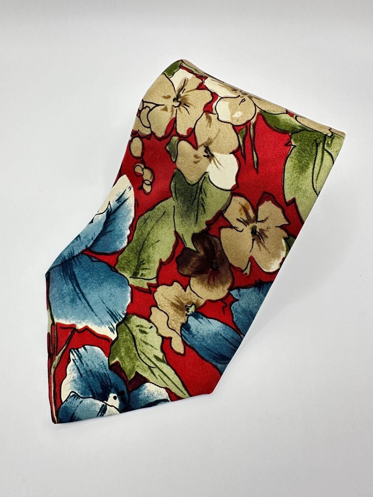 Robert Talbott Studio x Mark Shale Red Tropical Floral Silk Tie – Handmade USA 1