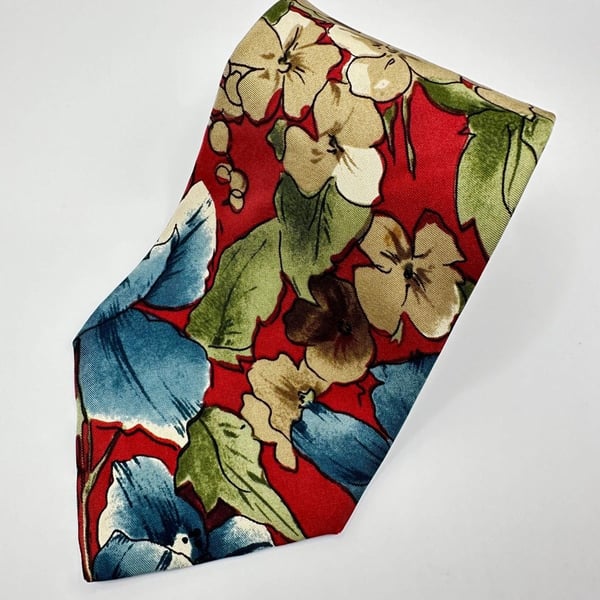 Robert Talbott Studio x Mark Shale Red Tropical Floral Silk Tie – Handmade USA